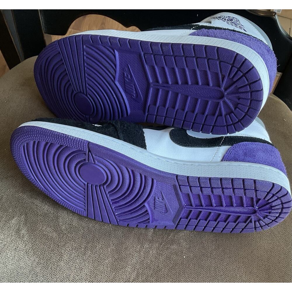 Nike Jordan Air 1 Mid SE Size 9.5 Black/Varsity Purple/White 852542-105 - Picture 9 of 12